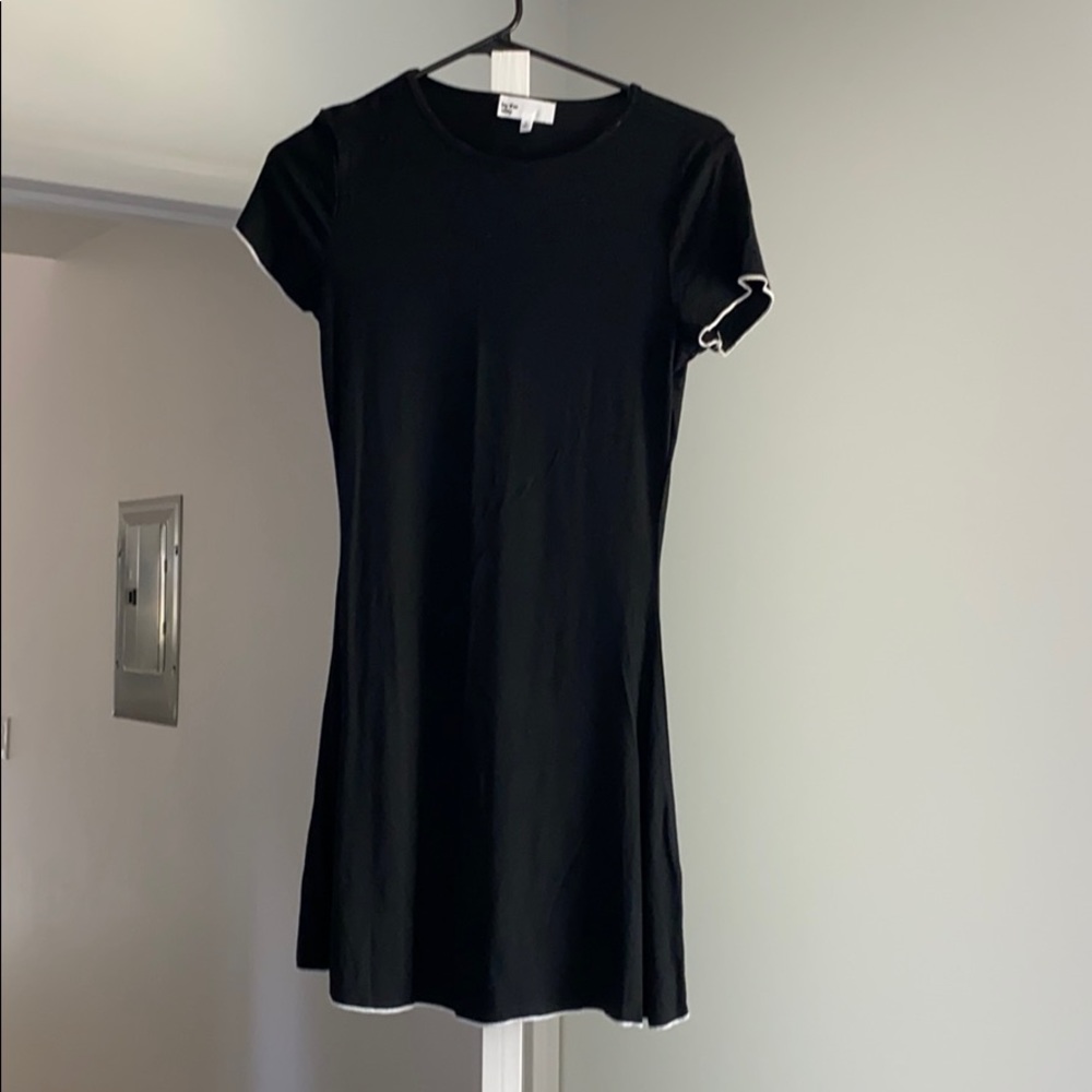 London lettuce trim black mini dress